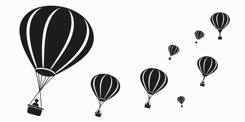 Fotobehang Luchtballon Speelse luchtballonnen illustratie in hemel  © rabbi