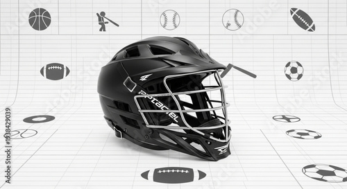 Black Lacrosse Helmet Protective Gear for Athletes.