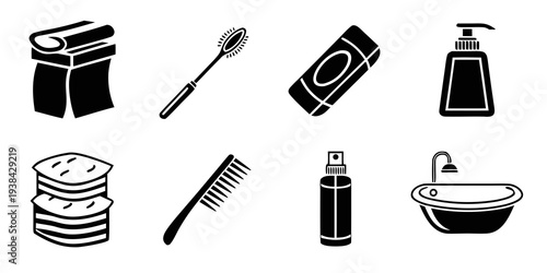 A collection of everyday personal care and grooming items Vector