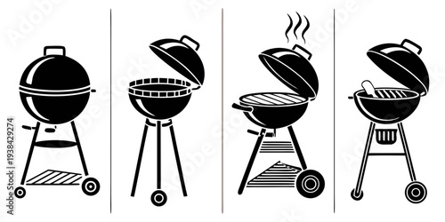 Various types of barbecue grills and their specific uses Vector