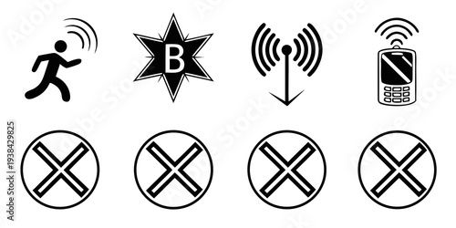Symbols indicating allowed and prohibited activities in a specific area Vector
