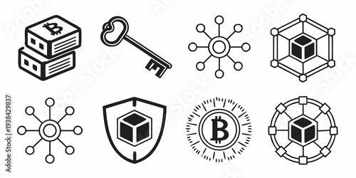A collection of various symbols and icons representing security and protection. Vector