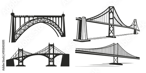 A collection of various bridge designs showcasing architectural diversity and engineering marvels Vector