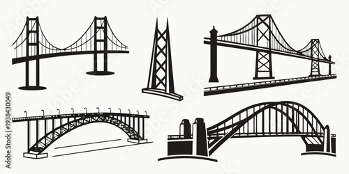 A collection of various bridge designs showcasing architectural diversity and engineering marvels Vector