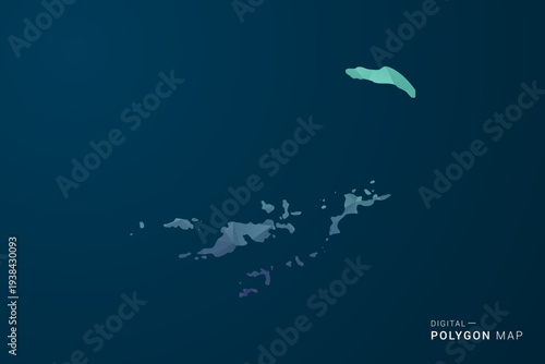 British Virgin Islands Map - Polygon Style Vector Illustration with Teal Blue Gradient, Low Poly Geometric Design, Digital and Technology Inspired, Clean Silhouette on Dark Background.