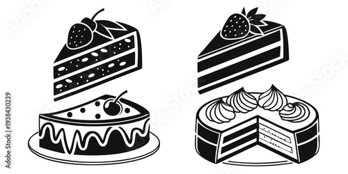 A delightful assortment of cakes and pastries showcasing various flavors and textures Vector