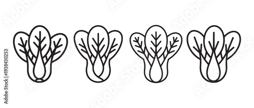 Bok Choy Outline Icon. Simple Minimalist Vegetable Line Art Collection for Healthy Food Graphics.