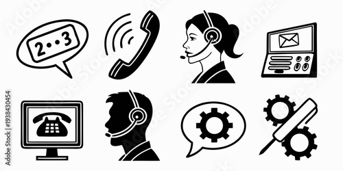 Illustrations of various communication methods and tools Vector