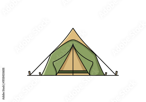 Outdoor Adventure Shelter A Frame Tent Style Structure For Camping And Recreation Isolated On White Background Detailed Line Art