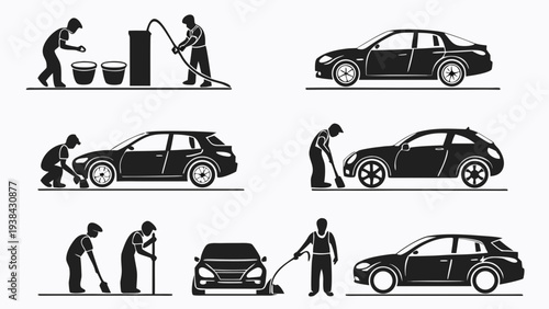 Illustration of different car sizes and their corresponding parking spaces Vector