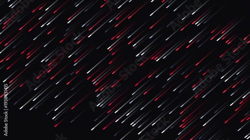 Abstract Red and White Light Streaks Moving Diagonally.
