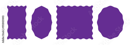 Set of colorful zigzag edges. Zigzag edges set. Rectangle, square, circle and oval shape frame with zigzag edge