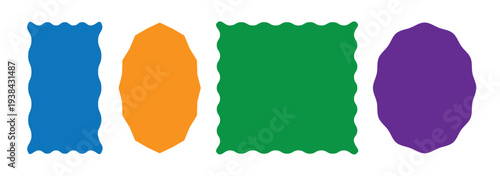 Set of colorful zigzag edges. Zigzag edges set. Rectangle, square, circle and oval shape frame with zigzag edge
