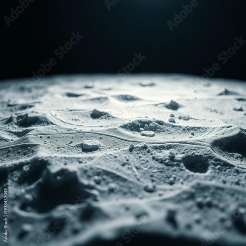 Crystalline lunar dust, intricate patterns, subtle glow, micro-relief, serene expanse ,  moon,  crystalline