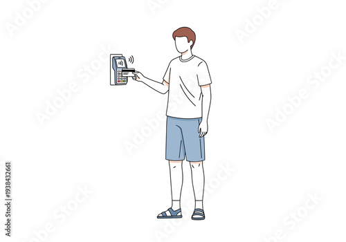 Person inserts card into access control terminal for entry confirmation in modern building security system concept