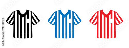 Set of referee jerseys icons. Different jerseys icons set