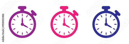 Colorful stopwatch icons set