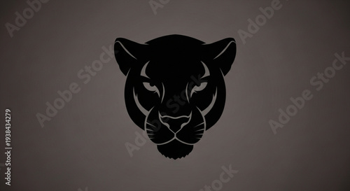 Black Panther Head Silhouette Fierce Majestic Wild Animal.