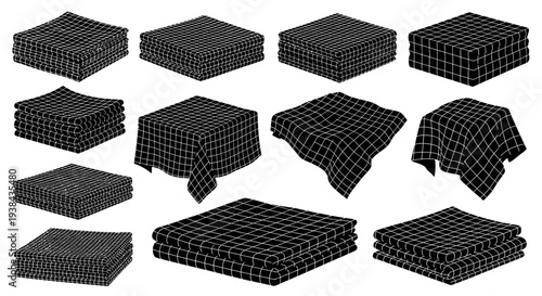 Black and white 3d wireframe cubes in various states of deformation on a white background for design and technology concepts