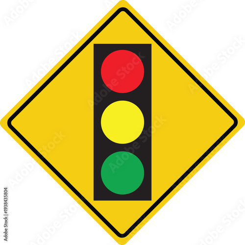 Traffic light ahead road sign vector illustration