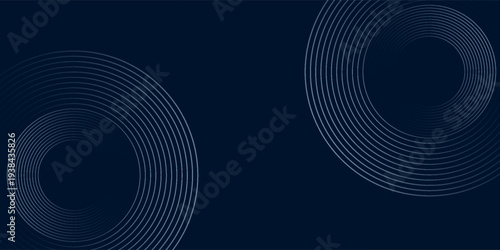 Blue abstract background with glowing circles. Swirl circular lines pattern. Geometric spiral. Twirl element. Modern graphic design. Futuristic technology concept.
