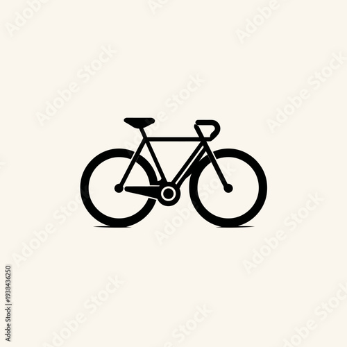 Simple black silhouette of a bicycle with horizontal handlebars on a neutral background