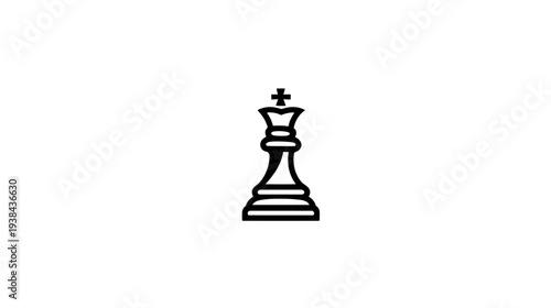 Black outline icon of a classic chess king piece, representing strategy, power, and leadership in board games and intellect.
