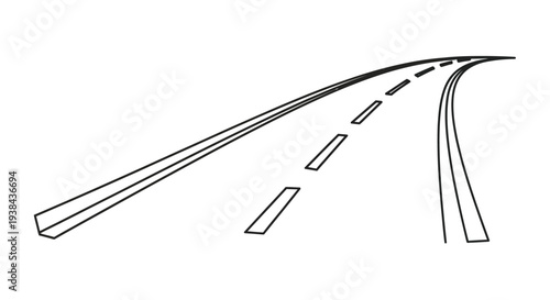 Simple sketch of a winding road with dashed lane markings minimal detail