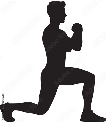 Man Doing Lunge Exercise Silhouette.