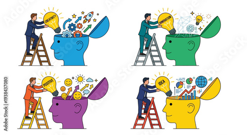 Illustrating the process of idea generation creativity and innovative thinking
