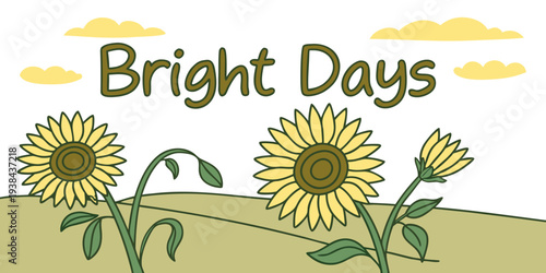 Bright days ahead with vibrant sunflowers in a field of green Vector