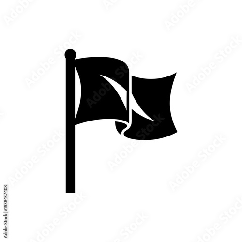 Black Waving Flag Icon Vector