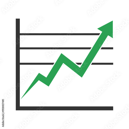 Green arrow chart showing positive growth and upward trend