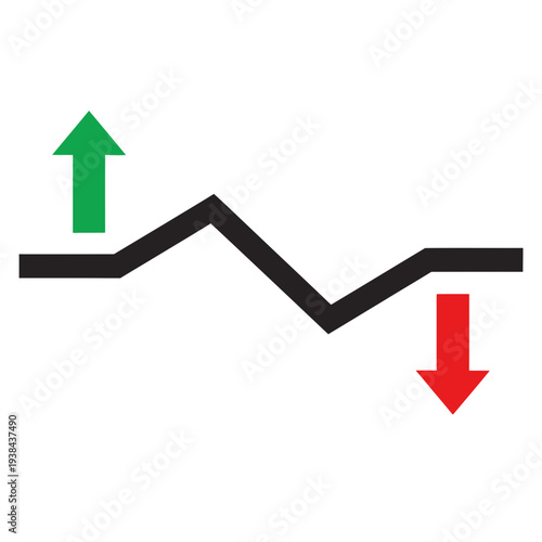 Financial Market Trend Graph with Up and Down Arrows