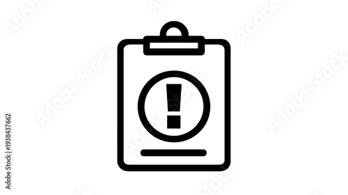 Important Notice Clipboard Icon with Exclamation Mark. Task Management, Error Message, Warning, Attention Symbol for Business Reports.