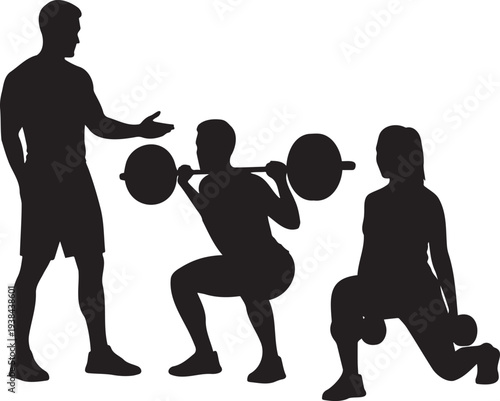 Personal Trainer Coaching Clients During Workout.