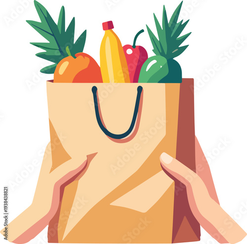 sacco sacchetto di frutta verdura cibo alimenti vettoriale