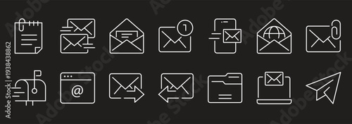 Print. Email icon set vector illustration scalable graphic design for digital communication platforms - editable modern style icon. email envelope icon set for logo. Send and receive email icon se