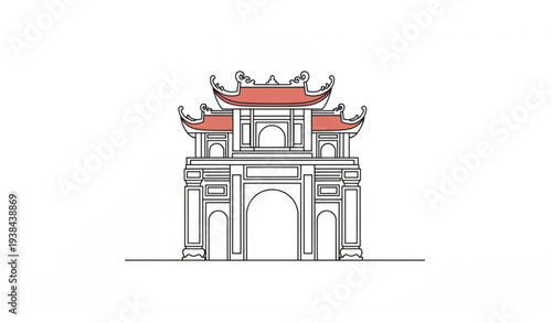 Isometric Bach Dang Giang Relic Site gate Hai Phong Vietnam historical monument vector