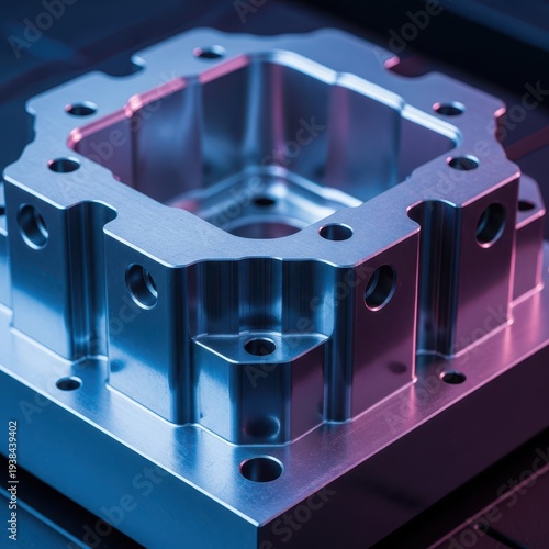 Detailed view of a precision-engineered metal mould piece component, used for industrial casting and shaping processes in manufacturing, mold, manufacturing, development