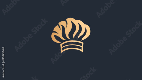 Golden chef's hat logo design on a dark background