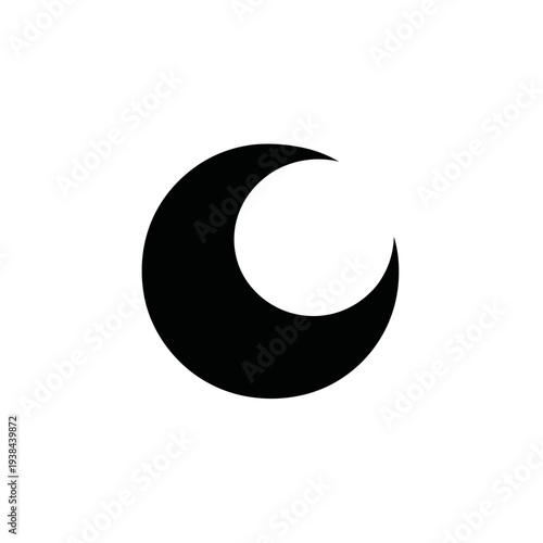 Simple crescent moon, mostly dark against white