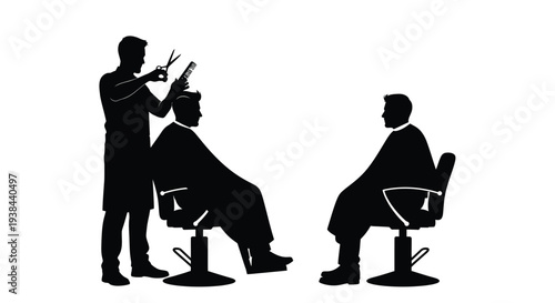 Barber cutting a client s hair in a classic bold silhouette