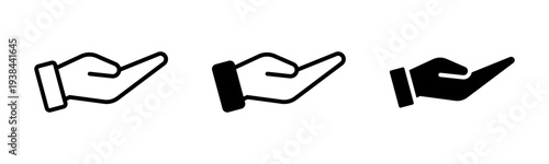 Open palm hand gesture icon set