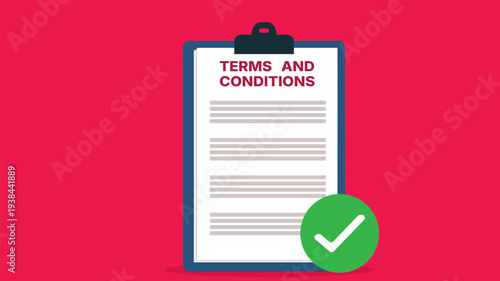 Terms and conditions approval on clipboard, business agreement concept	
