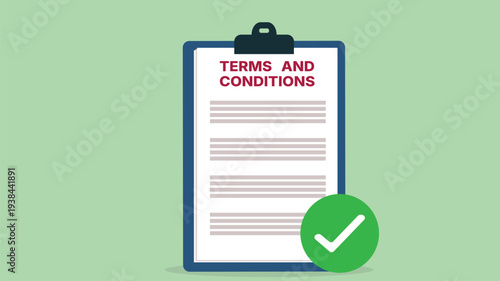 Terms and conditions approval on clipboard, business agreement concept	