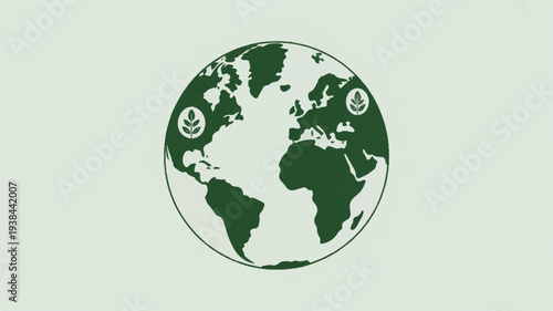 Earth day icon in circular green forma eco friendly symbol for environmental conservation and sustainability