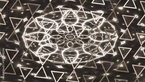 Abstract Glowing Geometric Shapes Tunnel Animation Loop.