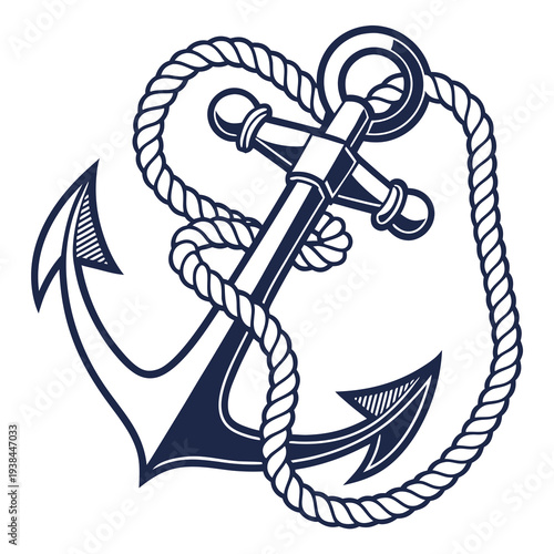 Intricate nautical rope design featuring an anchor and a rope knot. Vector
