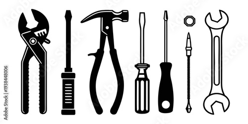 A collection of various hand tools used for different tasks and repairs Vector